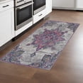 thumbnail image 2 of 8' Pink Medallion Power Loom Runner Rug, 2 of 11