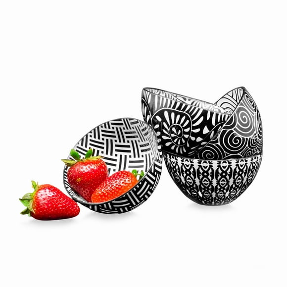 Hometrends bol à trempette rond 200ML, motifs assortis noir et blanc