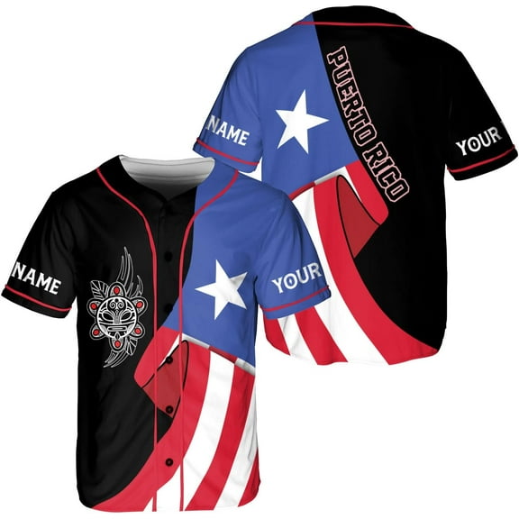 Mostprints Personalized Puerto Rico Baseball Shirt, Customized Team Name Puerto Rican Baseball Jersey for Men and Women S-5XL (S)