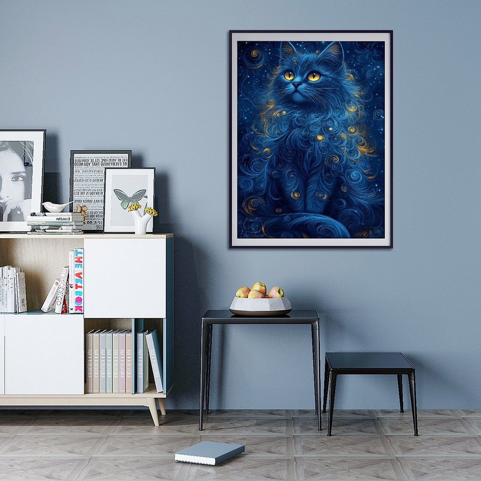 Diamond Art Kit for Adults, Mystical Starry Night Feline Art Diamond Painting for Adults Beginners, DIY Diamond Art Painting Kits, 5D Diamond Painting Crafts for Home Decor 12x16 Frameless