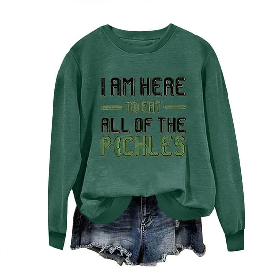 Enjoytime Women's Sweatshirt Letter Print Long Sleeve Crewneck Blouse Fall Winter Fashion Pullover Tops