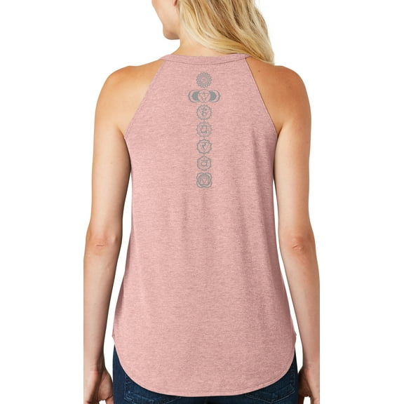 Women's 7 Grey Chakras Yoga Tank Top (back print), Extra Small Blush