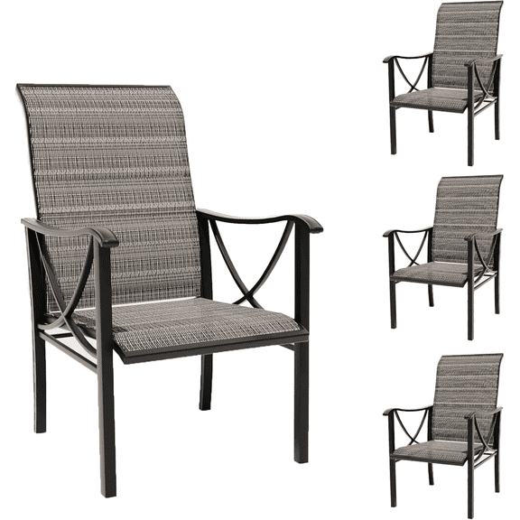 ASJMR Outdoor Dining Chairs Set of 4, Heavy Duty, Breathable, Waterproof All-Weather Chairs with Metal Frame