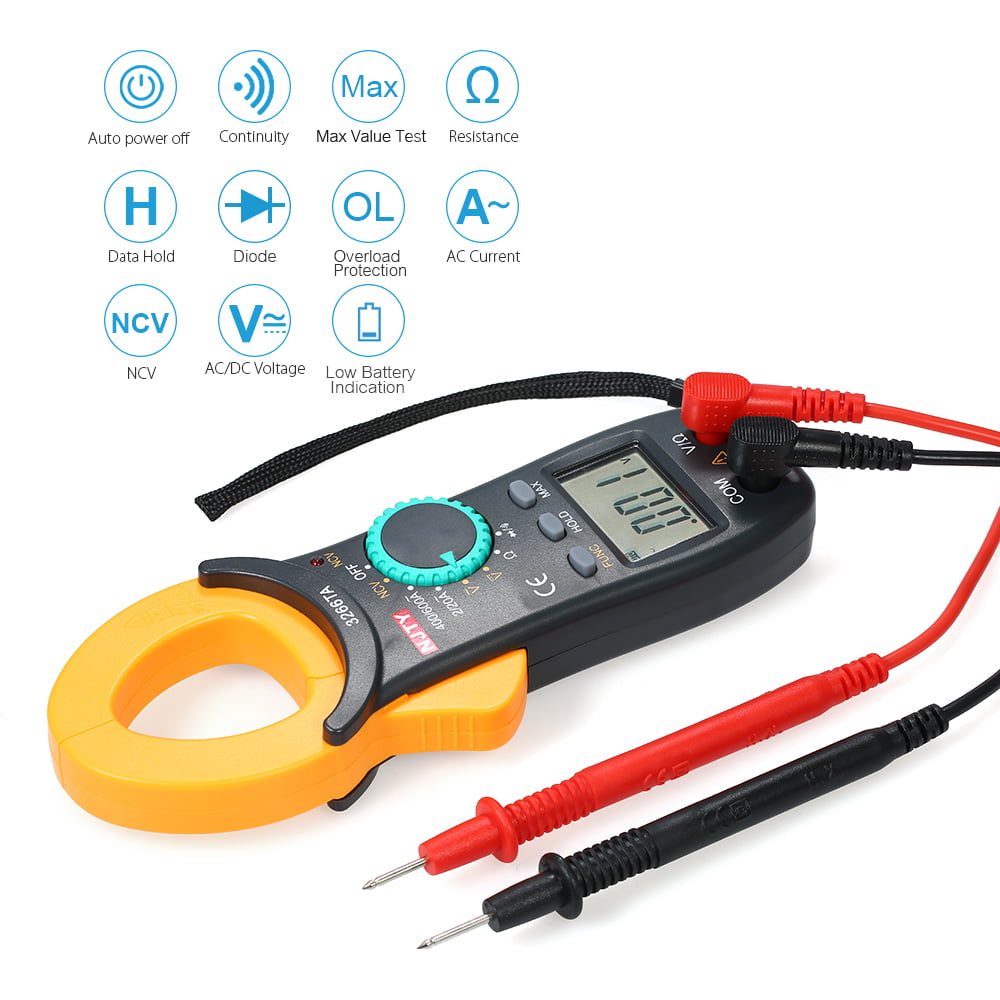 FraFong AC/DC Voltmeter Temperature Resistance Diode Continuity AC Non Contact Current Tester with Backlit Clamp Meter TRMS 2000 Count Digital Multimeter Multi Tester with Auto Ranging Support NVC 