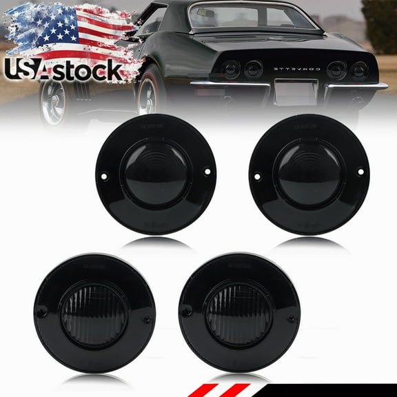 4PCS Smoked Lens Reflector Lights Tail Light Rear Light Brake Lights Backup Lights Reverse Light Fit For Chevrolet Corvette C3 1975 1976 1977 1978 1979 Without Bulb/Socket