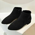 thumbnail image 3 of Dress Boots for Women Ladies Winter Fall Shoes Fashion Suede Pointed Toe Low Heel Ankle Booties with Side Zipper Black Size 7, 3 of 6