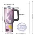 thumbnail image 2 of Floral 40oz Tumbler– Stainless Steel Insulated Tumbler with Handle and Straw, Large Capacity Travel Cup for Hot & Cold Drinks,Thanksgiving,Christmas, Spring,Flower, 2 of 6