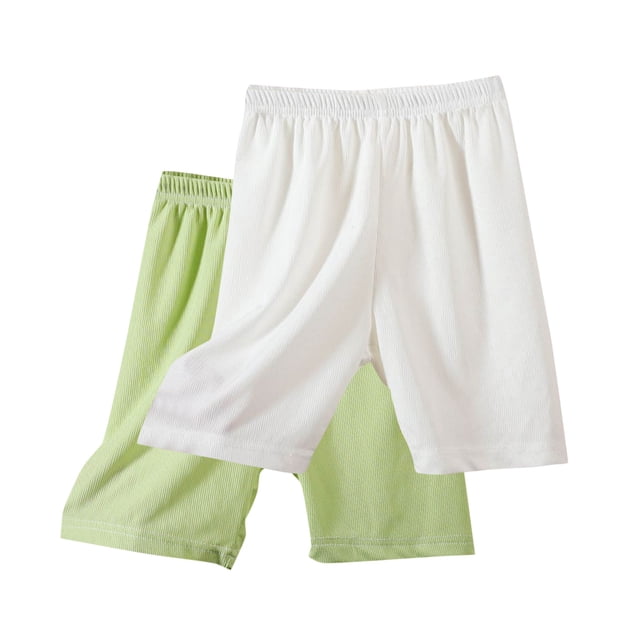 Odeerbi 2-12 Años Niñas 2 Pcs Hielo Seda Bermudas Shorts Bike Shorts Yoga Dance Shorts Verano Casual Elastic Waist Leggings Short