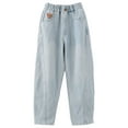 thumbnail image 6 of Gvdentm Girl Jeans Size 14-16 Girls Baggy Cargo Jeans Wide Leg High Waisted Kids Hop Pants Denim Elastic Waist Pockets Vintage(Light Blue,5-6 Years), 6 of 6