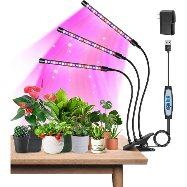 Led Grow Light Heads Full Spectrum Clip Plant Light for Indoor Plants LEDs Grow Lights with Switch Modes & Auto ON/Off H Timer Dimmable Levels ( Warm
