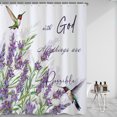 thumbnail image 3 of SUNOLIFE Purple Lavender Shower Curtain,Hummingbird Floral Quotes Fabric Bathroom Curtain with Hooks,72x72 in, 3 of 4