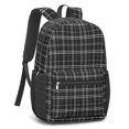 thumbnail image 2 of Black and Gray Checkered Pattern 17" School Backpacks for Teens,Waterproof Oxford Fabric,S-Shape Padded Straps for School,Travel,Hiking,Camping, 2 of 6