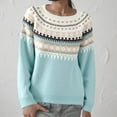 thumbnail image 2 of vigerkar Fair Isle Sweater Women Oversized Knit Vintage Crochet Cozy Long Sleeve Pullover Sweaters Fall Winter Outfits (Sky Blue, M), 2 of 9