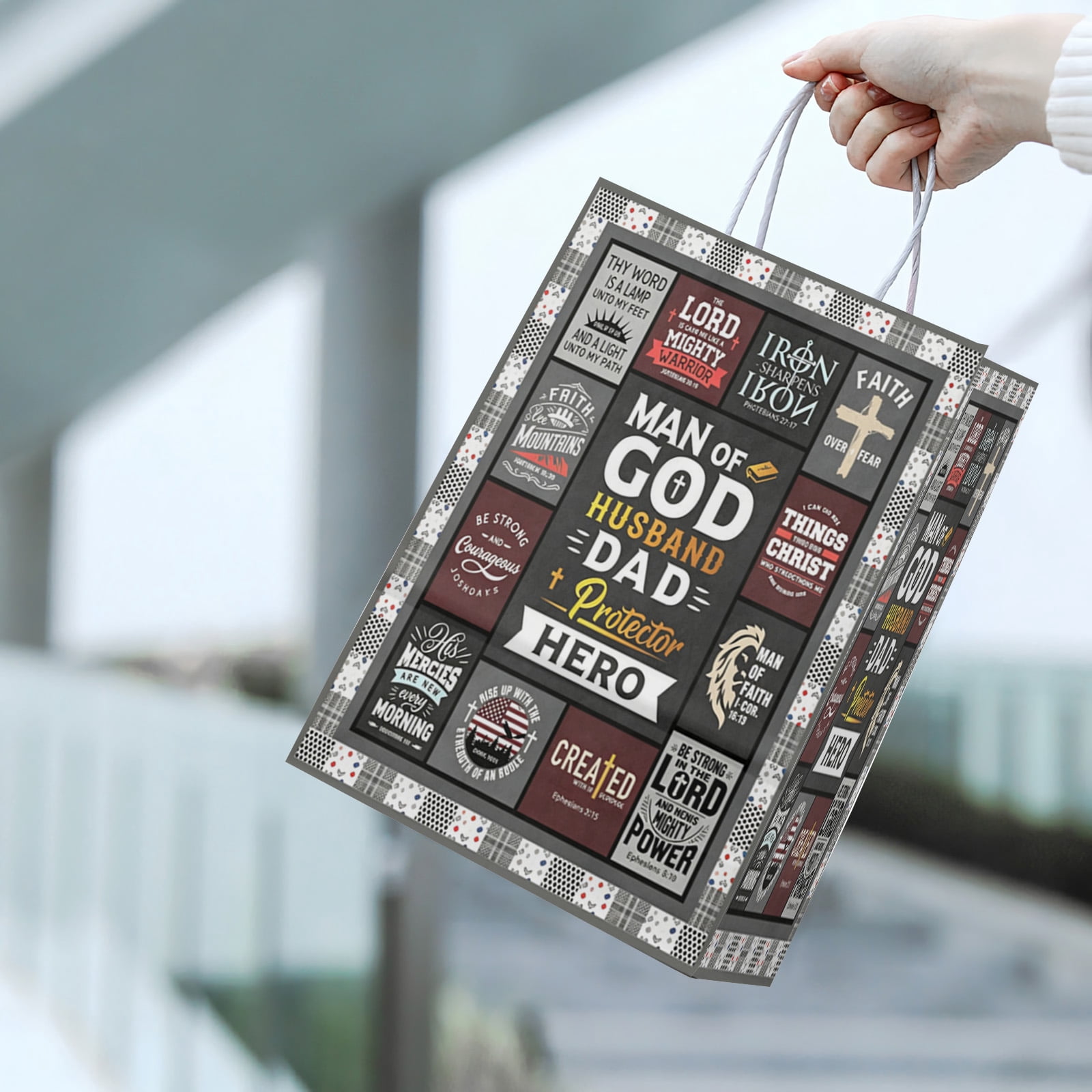 YAHAFEPY Christian Men Party Favor Bags, Religious Faith Candy Gift Bags with Handles for Adults 20Pcs