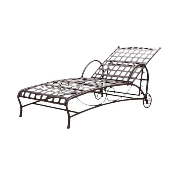 International Caravan Santa Fe Iron Patio Chaise Lounge in Matte Brown