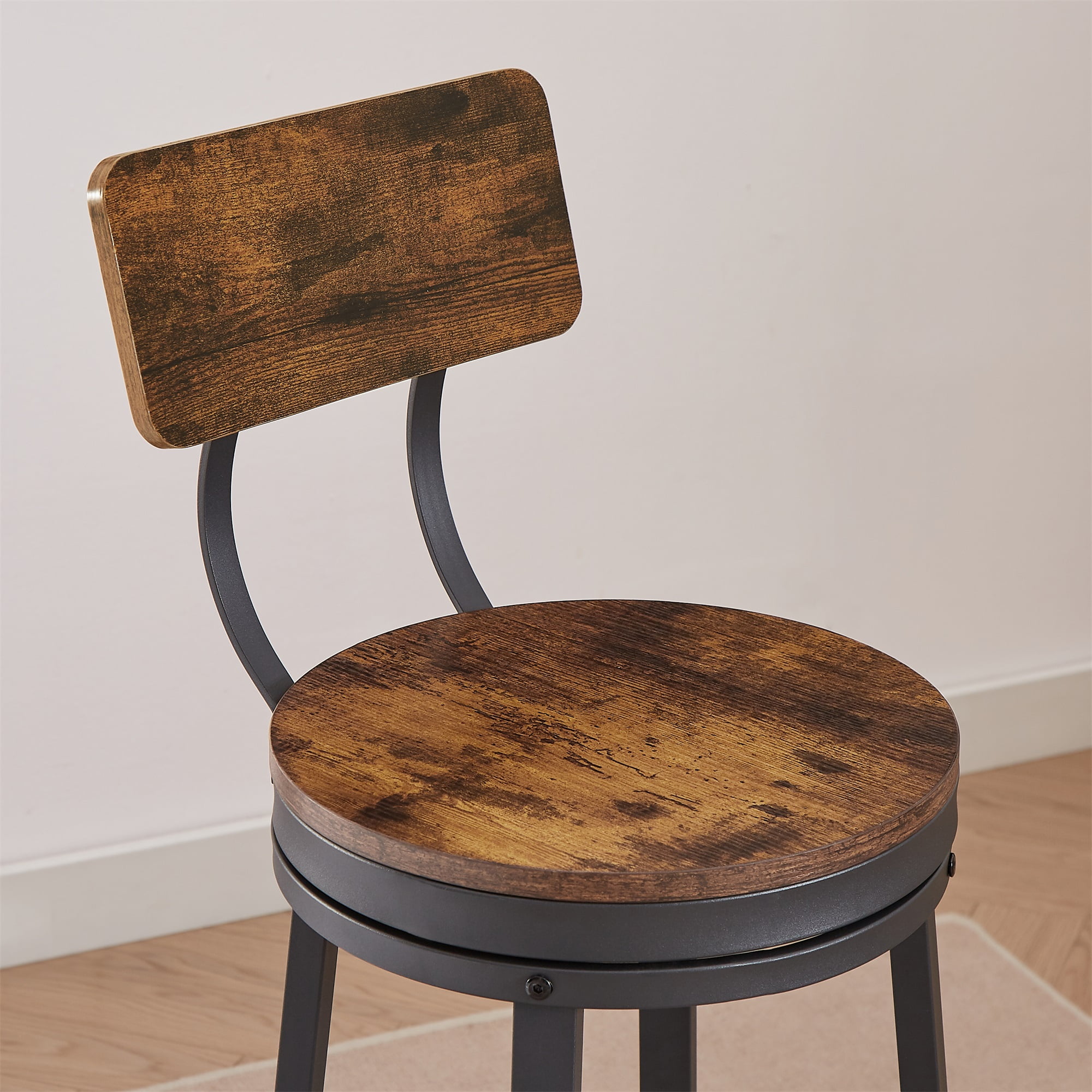 YYAo Oval Swivel Set of 2 Bar Stool, Metal Frame Armless Stool with Back for Living Room, Bar, Rustic Brown YYAo Oval Swivel Set of 2 Bar Stool, Metal Frame Armless Stool with Back for Living Room, Bar, Rustic Brown