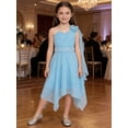 thumbnail image 6 of Hansber One Shoulder Asymmetrical Flower Girls Dress Juniors Bridesmaid Chiffon Wedding Pageant Party Gown Light Blue 14, 6 of 7
