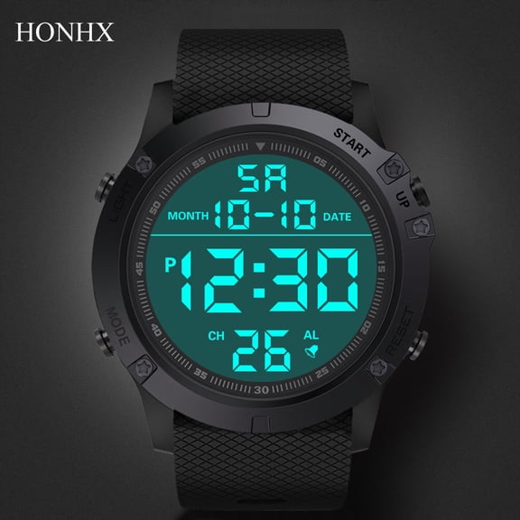 Men's Military Digital Sports Watch with LED Backlight, 50M Waterproof Stopwatch & Alarm, Silicone Strap