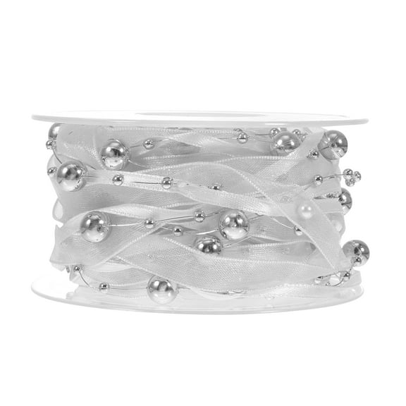 Worgeous  Beaded Embellished Ribbon Decor Ribbons for Wrapping Christmas Silver