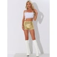 thumbnail image 4 of DARING DIVA Women's Midrise Solid Sparkle Coctail Sequin Shorts XL Gold, 4 of 6