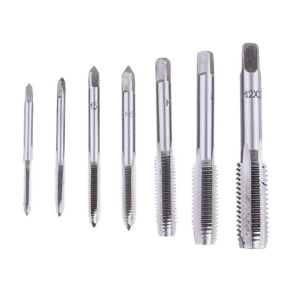 ELAYARD 7 Pcs Straight Fluted Thread Screw Taps Plug Drill Set Metalworking Hand Tools Kit Tap Die Milling Spiral Hole Cutter ( )