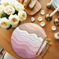 thumbnail image 3 of Round Placemats Set of 4 Pink Beach Waves Place Mats Washable Woven Placemat Abstract Lines Circle Braided Table Mat for Kitchen Dining Table Party Home Decor 15 Inch, 3 of 8