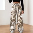 thumbnail image 2 of zaveiop Women's Y2K Camo Maple Leaf Print Sweatpants Baggy Hip Pop Elastic Waist Long Pants Streetwear (Beige, XL), 2 of 9