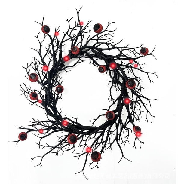 Corona de Halloween xinyu con ojos rojos y luces para puerta