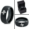 thumbnail image 4 of Tungsten Texas The Lone Star State Band Ring 8mm Men Women Comfort Fit Black Dome Brushed Polished, 4 of 4