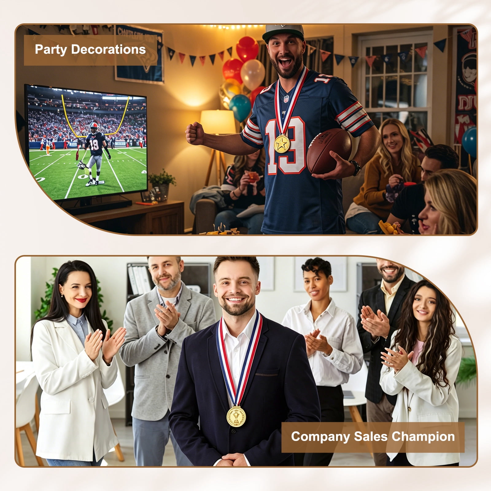 Uxcell Award Medals, 72 Pcs Gold Silver Bronze Plastic Award Medals Printed with Trophy Patterns  with Lanyards for Teen Sports, Games, Competitions, Party Favors Decorations