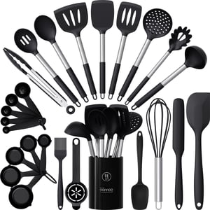 oannao Large Silicone Cooking Utensils Set, Black