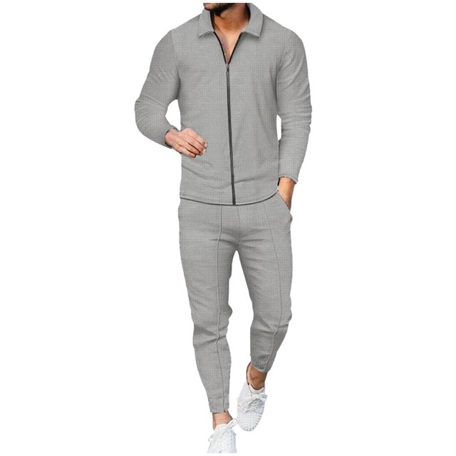 Cameland Men's 2pc Tracksuits Set Jackets&Pants Jogger Solid Color Long Sleeve Jogging Athletic Suits Open Front Outfits Causal Running Sports Sweatsuit