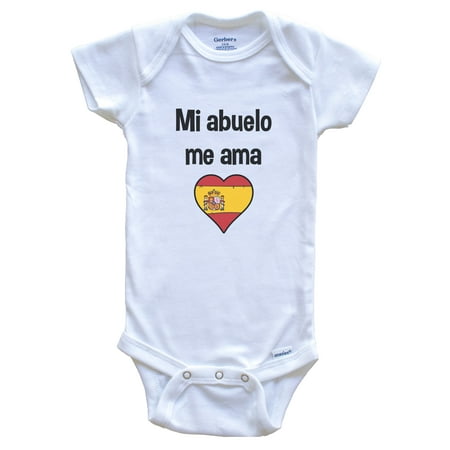 

My Grandpa Loves Me Spanish Language Spain Heart Flag Baby Bodysuit 0-3 months white