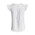 thumbnail image 6 of Blmnix Short Sleeve Womens Tops White Spring Solid Vacation Eyelet Casual Blouse Tops for Lady Fall, 6 of 8