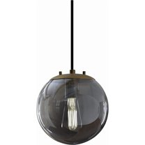 Linea di Liara Sferra Modern Large Glass Pendant Light Kitchen Island Brass Pendant Lighting Smoked Glass Globe Pendant Light Mid Century Hanging Light Fixture, LED Bulb Included, UL Listed