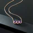 thumbnail image 4 of Gem Stone King 2.70 Ct Oval Checkerboard Purple Amethyst 18K Rose Gold Plated Silver Necklace, 4 of 4