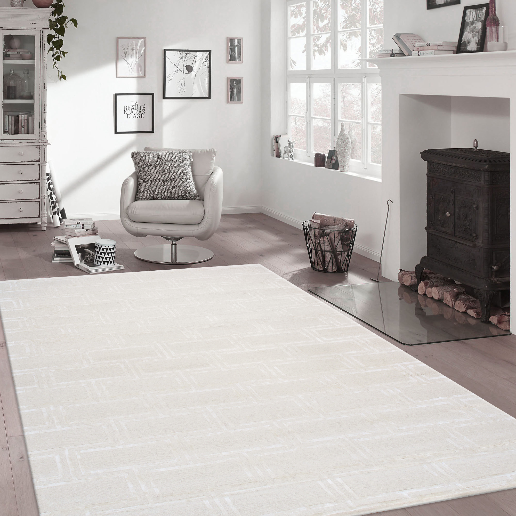Pasargad Home Edgy Collection Hand-Tufted Bamboo Silk & Wool Area Rug, 12' 0" X 15' 0", Ivory - image 5 of 5