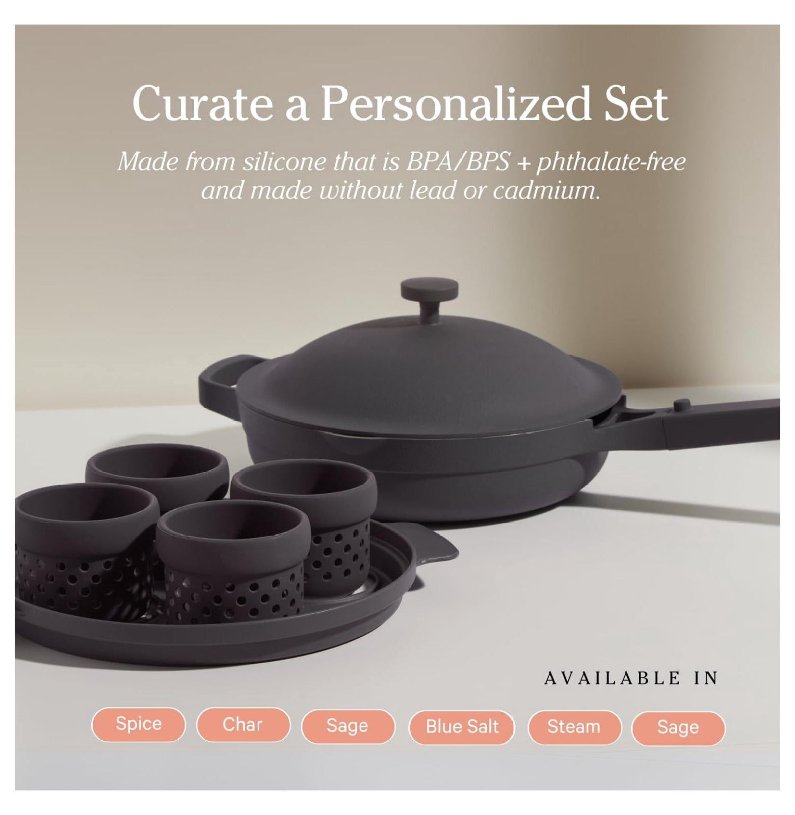 Silicone Egg Poacher Add-On - Easy-Use Poaching Set | Fail-Proof Water Bath Design | Includes Sturdy Nylon Platter & Perforated Cups | BPA-Free, Dishwasher Safe | Char