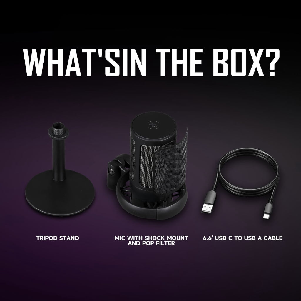 Color Gaming USB Microphone with Solid Base Adjustable for PC Streaming Podcasting Mute Button Condenser Mic Control