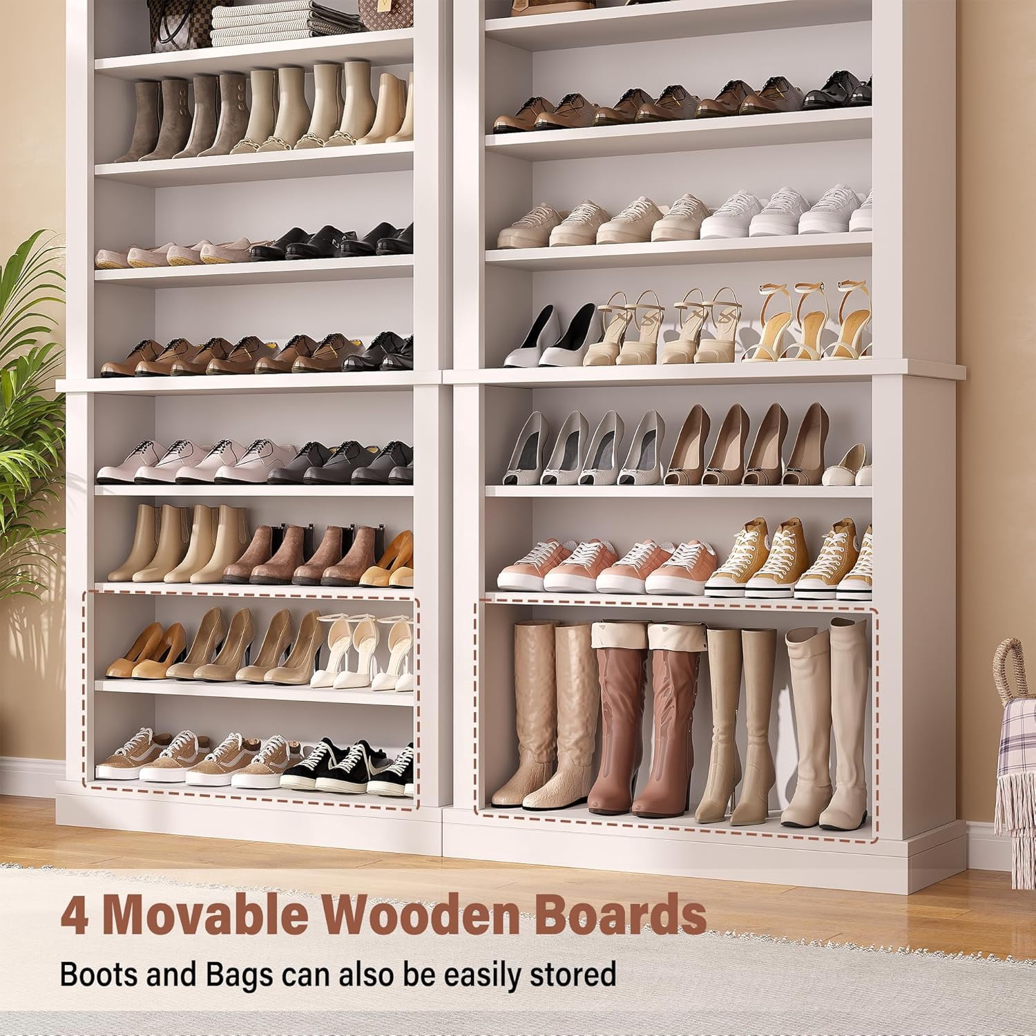 71" Tall Freestanding Shoe Cabinet, 9-Tier Adjustable Wood Shoe Rack with Open Storage for Entryway, Hallway & Small Spaces – Modern White Storage Organizer
