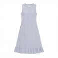 thumbnail image 5 of YuXingFu Womens Cotton Dresses Casual Mid-Length Crew Neck Plus Size Womens Dress Sleeveless Seersucker Casual Summer Light Blue S, 5 of 6