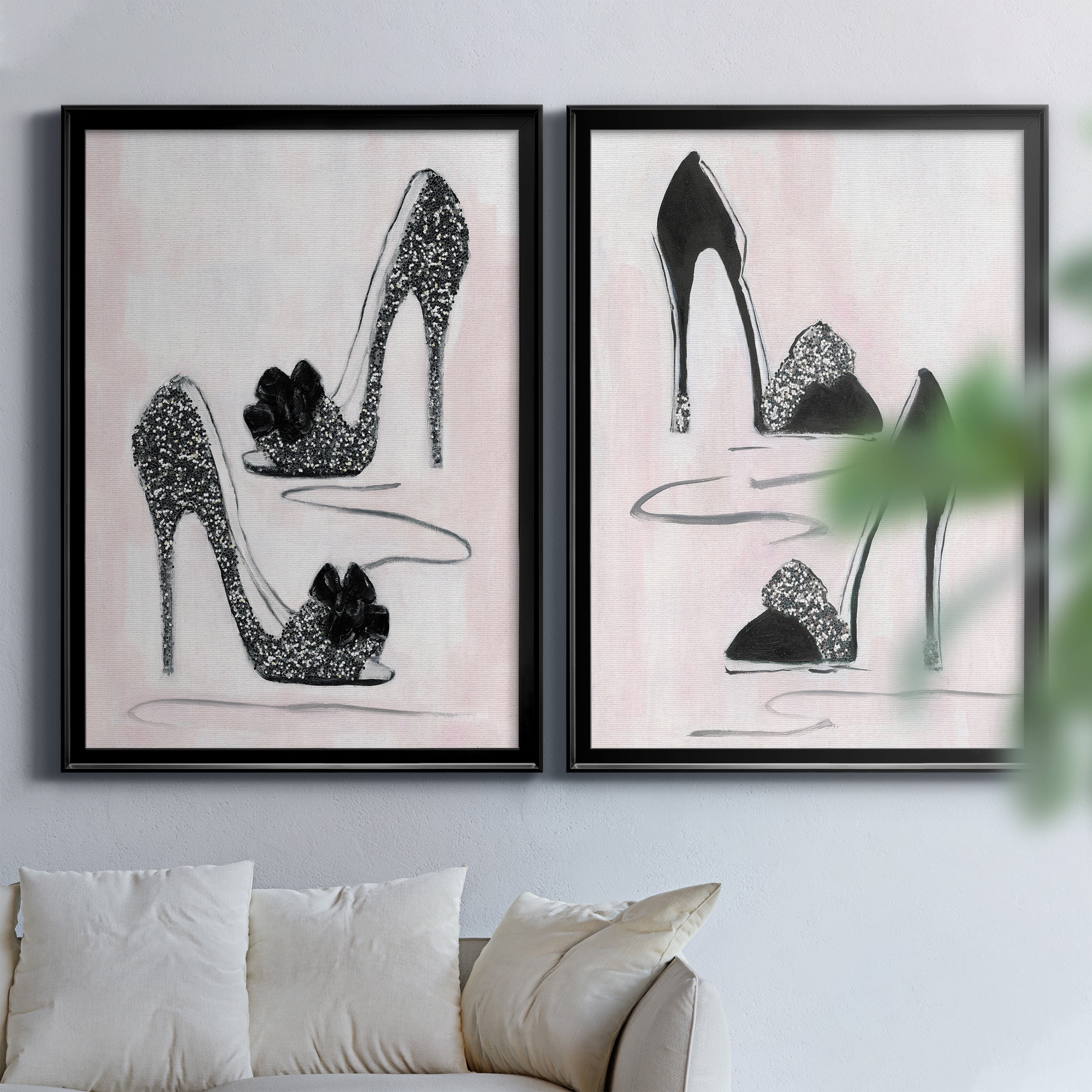2 Piece Set Shoes That Dazzle I Premium Framed Canvas - Ready to Hang - 26.5 x 36.5 Each - Black Frame