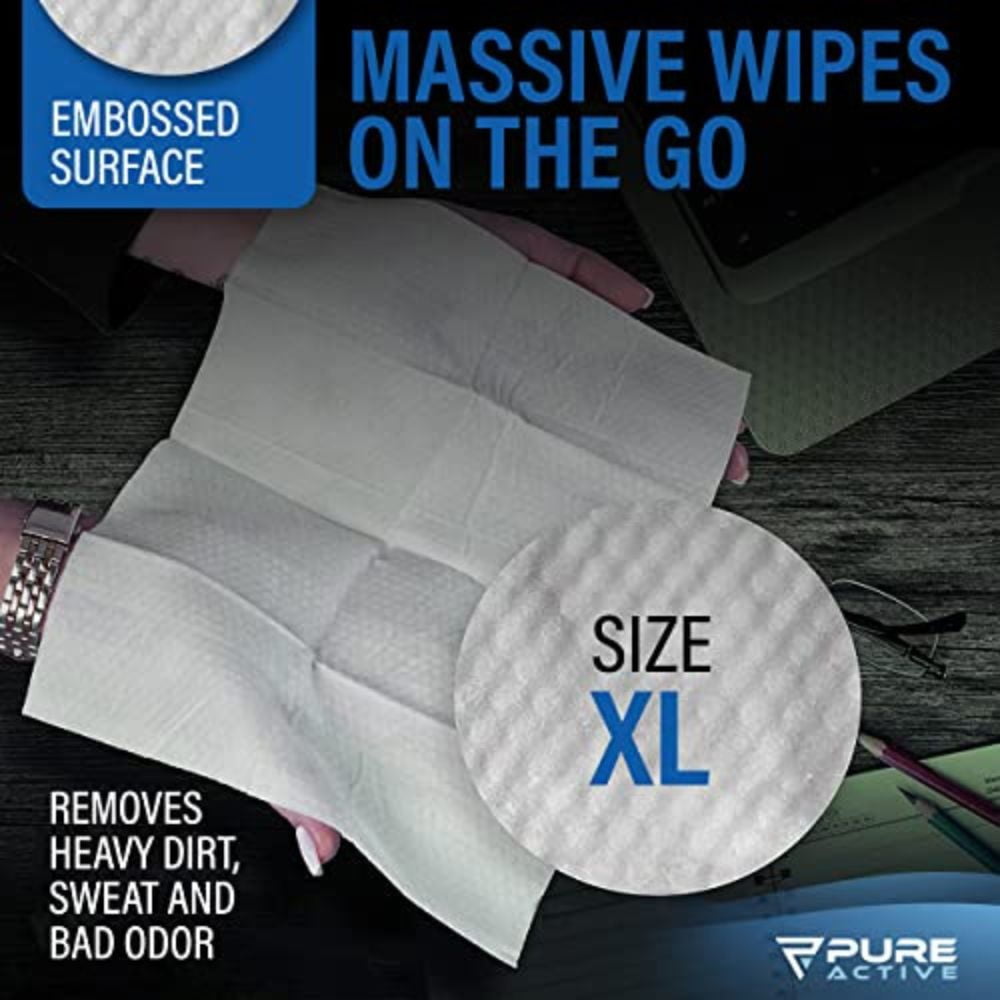 Body Wipes for Men – 50 Extra Large Body Wipes for Camping 12"x12" Body Wipes after Workout - Deodorizing Mens Shower Wipes In Travel - Extra Thick Face Wipes - Shower Wipes for Men Adult Bathing