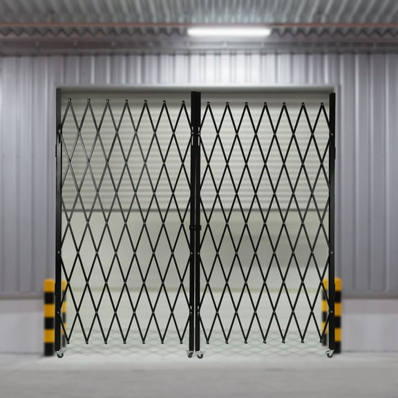 Double Folding Security Gate, Expand Door with 360° Rotatable Wheels, Security Scissor Gate 6-1/2' H X 12' W