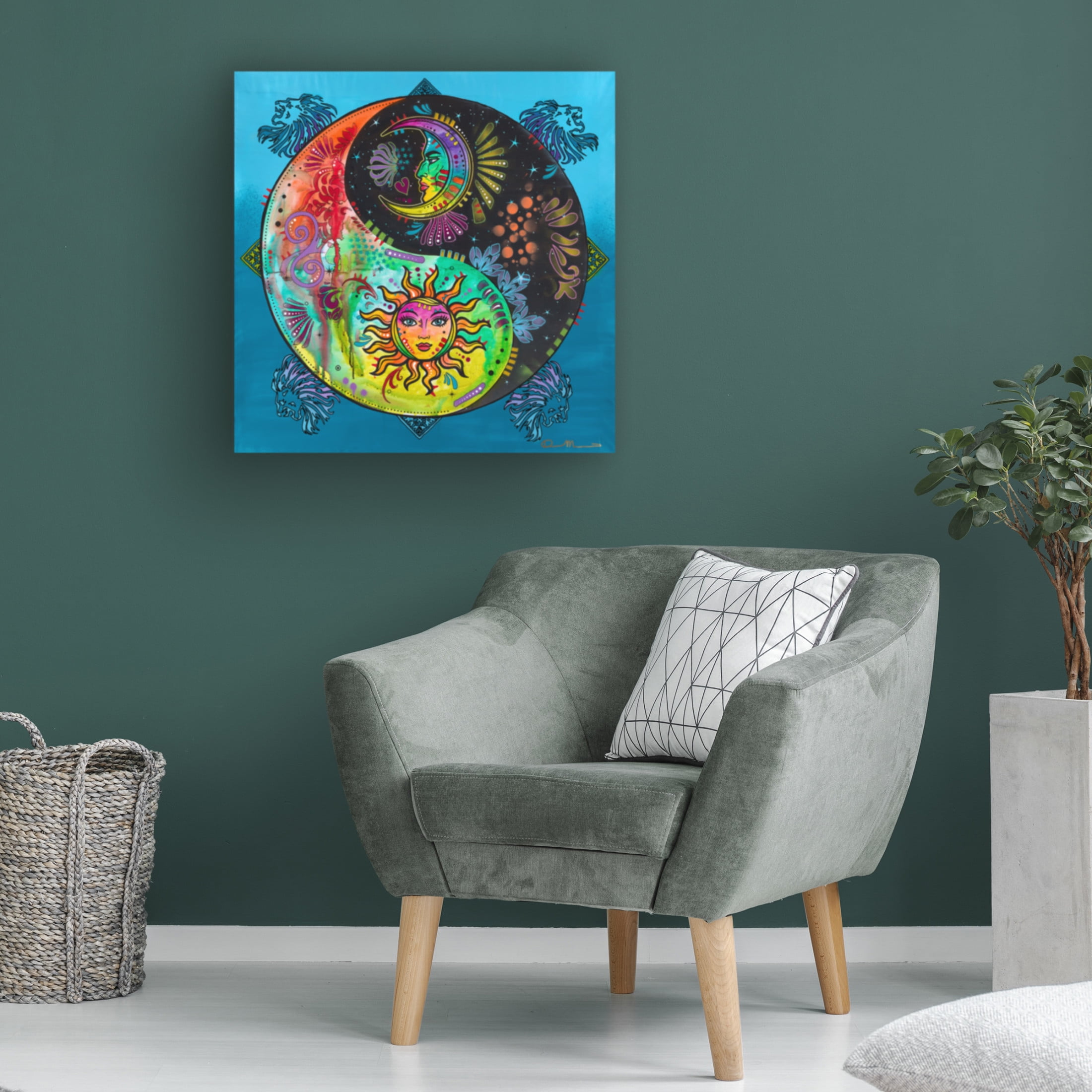 Canvas Wall Art - Dean Russo 'Yin Yang Sun and Moon' Wall Art for Living Room, Bedroom, or Office Décor by Trademark Fine Art - 24 x 24 Inches