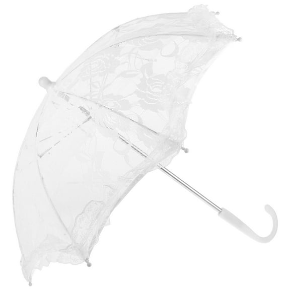 BESTONZON White Lace Parasol Umbrella Decorative Vintage Umbrella for Wedding Photography and Tea Party