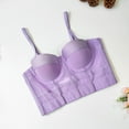 thumbnail image 7 of Xfvqtps Womens Corset Crop Tops Sling Tube Top Solid Color Flexible Boned Support Spaghetti Straps Bustier Vest Waist Corset Purple, 7 of 7