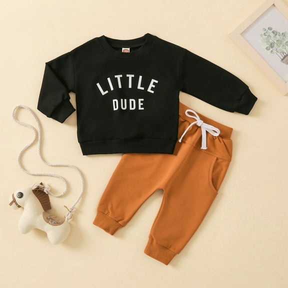 2 Year Old Boy Clothes Winter Sets Baby Boy Clothes Letters Embroidered Baby Sweatshirt Romper Waffle Pants Set Boy Fall Winter Outfits