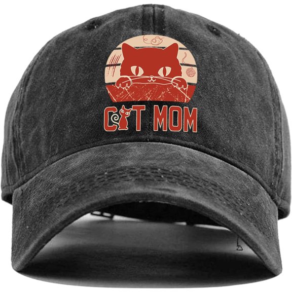Cat Mom,Funny Baseball Cap,Naughty Red Cat Hat,Cat Mom Cat Lover Hat Gift,Men and Women Adjustable Cotton Baseball Cap