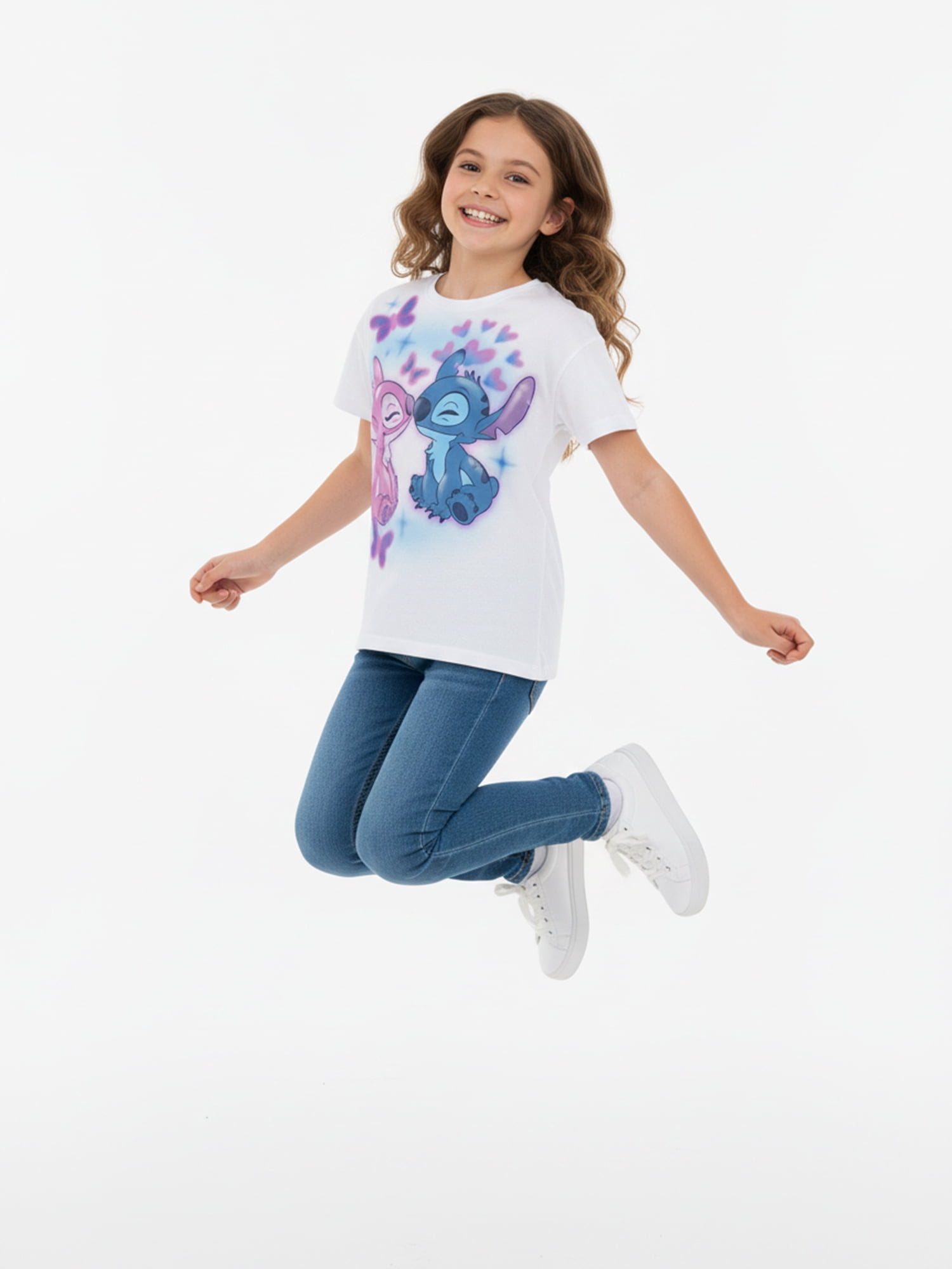 Disney Lilo & Stitch Angels of My Heart Girls Short Sleeve Graphic T-Shirt, Sizes 4-16